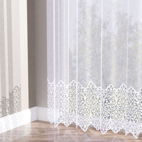 Firanka żakardowa ze wzorem na samym dole, wysokość 250cm, kolor 001 biały 019470/000/001/000250/1