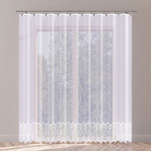 Firanka żakardowa ze wzorem na samym dole, wysokość 250cm, kolor 001 biały 019470/000/001/000250/1