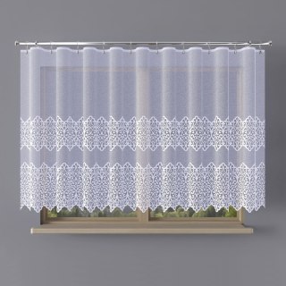 Firanka żakardowa ze wzorem pasowym, wysokość 140cm, kolor 001 biały 019471/000/001/000140/1