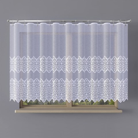 Firanka żakardowa ze wzorem pasowym, wysokość 140cm, kolor 001 biały 019471/000/001/000140/1