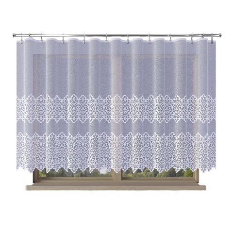 Firanka żakardowa ze wzorem pasowym, wysokość 140cm, kolor 001 biały 019471/000/001/000140/1