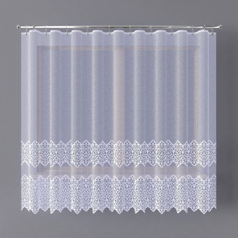 Firanka żakardowa ze wzorem pasowym, wysokość 180cm, kolor 001 biały 019471/000/001/000180/1