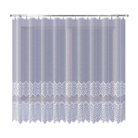 Firanka żakardowa ze wzorem pasowym, wysokość 180cm, kolor 001 biały 019471/000/001/000180/1