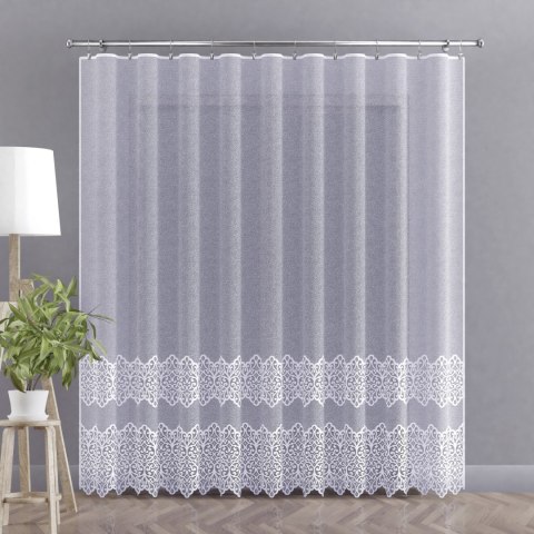 Firanka żakardowa ze wzorem pasowym, wysokość 250cm, kolor 001 biały 019471/000/001/000250/1