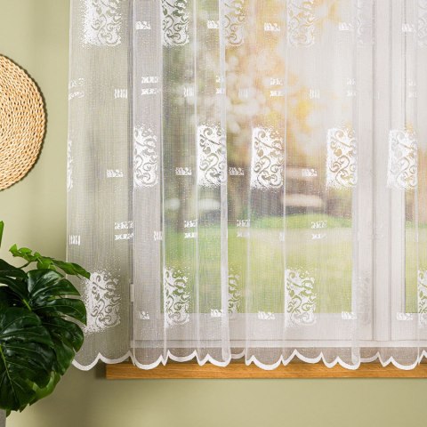 Firanka żakardowa ze wzorem po całości, wysokość 160cm, kolor 001 biały 626928/000/001/000160/1