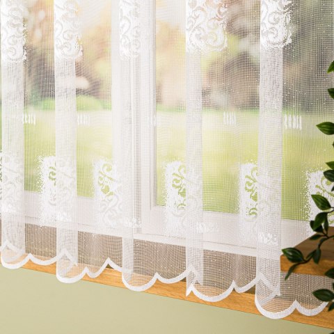 Firanka żakardowa ze wzorem po całości, wysokość 160cm, kolor 001 biały 626928/000/001/000160/1