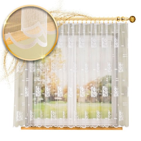 Firanka żakardowa ze wzorem po całości, wysokość 160cm, kolor 001 biały 626928/000/001/000160/1