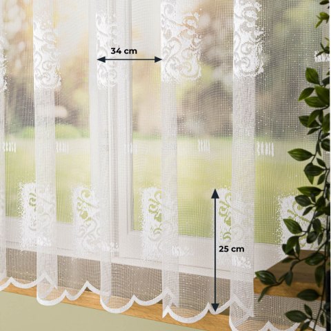 Firanka żakardowa ze wzorem po całości, wysokość 160cm, kolor 001 biały 626928/000/001/000160/1