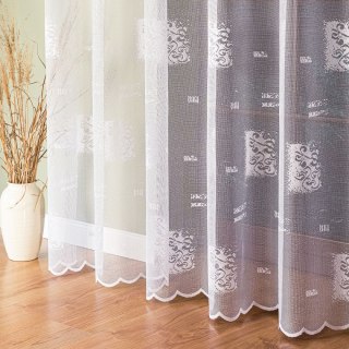 Firanka żakardowa ze wzorem po całości, wysokość 250cm, kolor 001 biały 626928/000/001/000250/1