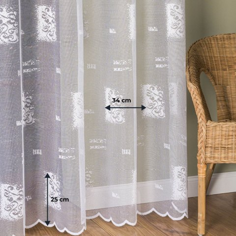 Firanka żakardowa ze wzorem po całości, wysokość 250cm, kolor 001 biały 626928/000/001/000250/1