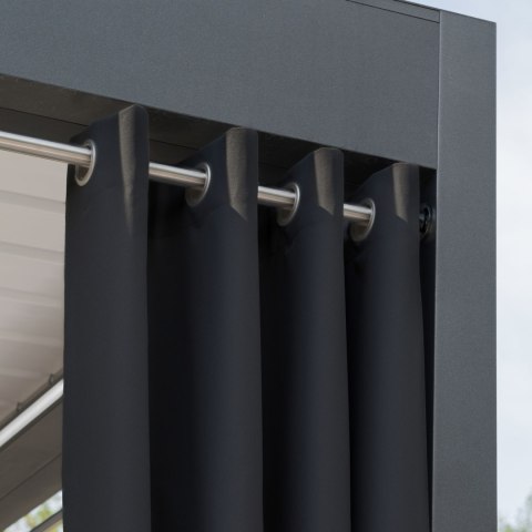 GARDENIA Zasłona gotowa na przelotkach, szerokość 140cm x wysokość 220cm, kolor 039 czarny TD0025/ZGP/039/140220/1