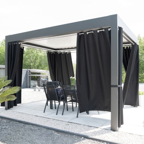 GARDENIA Zasłona gotowa na przelotkach, szerokość 140cm x wysokość 220cm, kolor 039 czarny TD0025/ZGP/039/140220/1