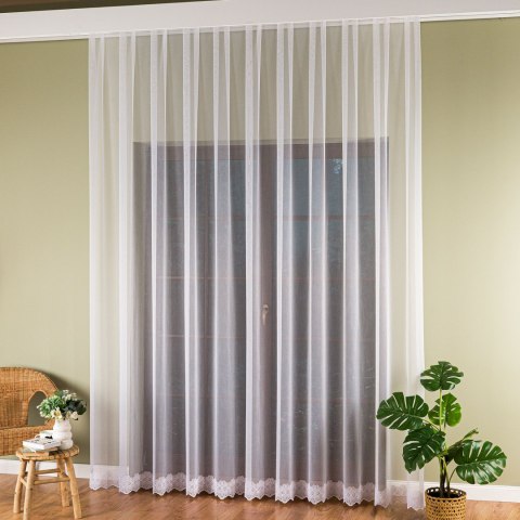 Firanka haftowana ze wzorem na samym dole, wysokość 300cm, kolor 001 biały 122087/000/001/000300/1