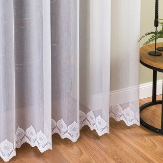 Firanka haftowana ze wzorem na samym dole, wysokość 300cm, kolor 001 biały 122516/000/001/000300/1