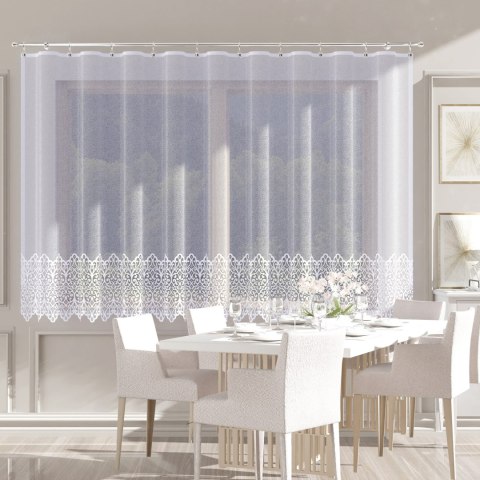 Firanka żakardowa ze wzorem na samym dole, wysokość 180cm, kolor 001 biały 019470/000/001/000180/1