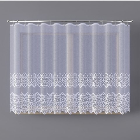 Firanka żakardowa ze wzorem pasowym, wysokość 160cm, kolor 001 biały 019471/000/001/000160/1