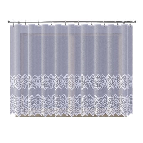 Firanka żakardowa ze wzorem pasowym, wysokość 160cm, kolor 001 biały 019471/000/001/000160/1