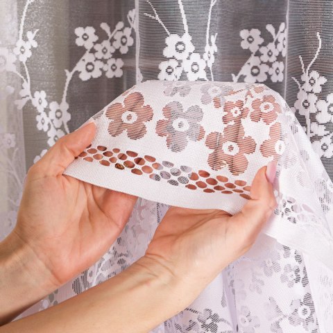 Firanka żakardowa ze wzorem po całości, wysokość 280cm, kolor 001 biały 018631/000/001/280000/1