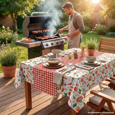 GRILOWA UCZTA Tkanina dekoracyjna NINA WODOODPORNA, 160cm, kolor 003 czerwony D00418/NIW/003/160000/1