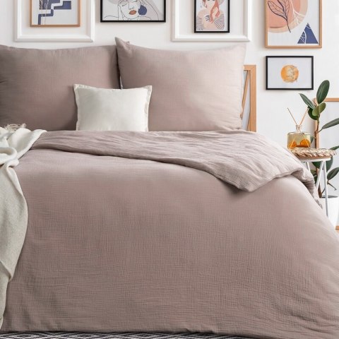 KOMPLET POŚCIELI MUSLIN 140 X 200 CM PUDROWY