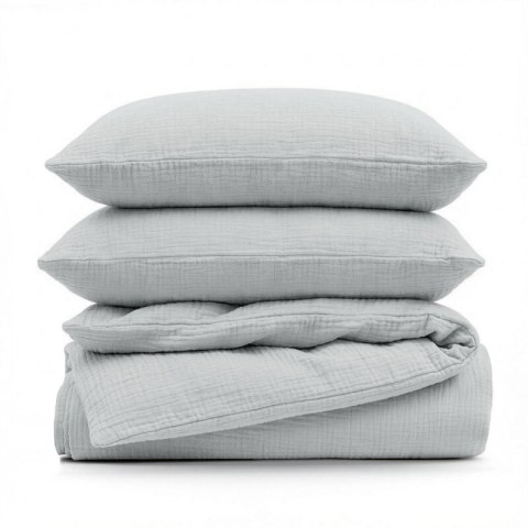 KOMPLET POŚCIELI MUSLIN 140 X 200 CM SREBRNY