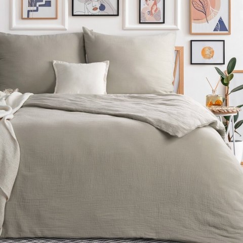 KOMPLET POŚCIELI MUSLIN 160 X 200 CM CIEMNOBEŻOWY