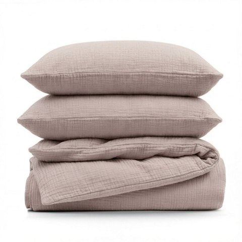 KOMPLET POŚCIELI MUSLIN 220 X 200 CM PUDROWY