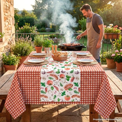 KRATA GRILOWA UCZTA Tkanina dekoracyjna NINA WODOODPORNA, 160cm, kolor 003 czerwony D00419/NIW/003/160000/1