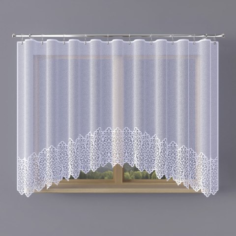 KRYSTYNA Firanka żakardowa odpasowana ze wzorem na samym dole, szerokość 300 x wysokość 160cm, kolor 001 biały N356 019470/FOL/0