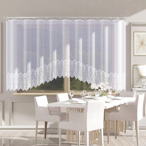 KRYSTYNA Firanka żakardowa odpasowana ze wzorem na samym dole, szerokość 300 x wysokość 160cm, kolor 001 biały N356 019470/FOL/0