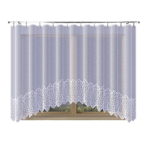 KRYSTYNA Firanka żakardowa odpasowana ze wzorem na samym dole, szerokość 300 x wysokość 160cm, kolor 001 biały N356 019470/FOL/0