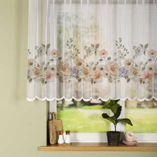KWIATY Z EFEKTEM WYSZYWANIA Firanka żakardowa 023456, wysokość 120cm, kolor 001 biały D00178/000/001/000120/1