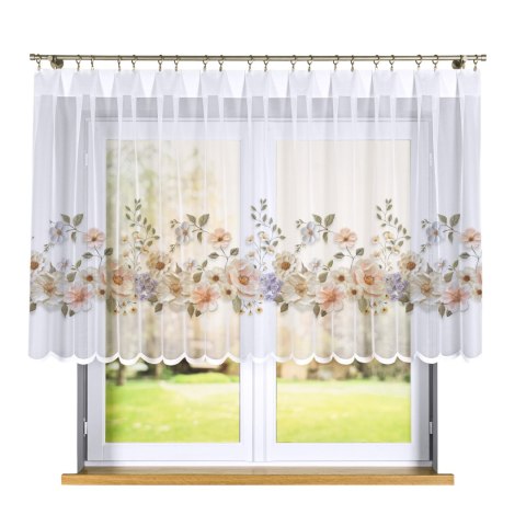 KWIATY Z EFEKTEM WYSZYWANIA Firanka żakardowa 023456, wysokość 120cm, kolor 001 biały D00178/000/001/000120/1