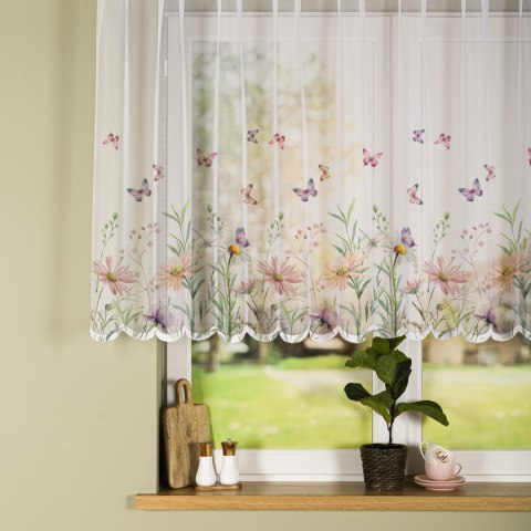 ŁĄKA Z MOTYLAMI Firanka żakardowa 023456, wysokość 120cm, kolor 009 wielokolorowy D00431/000/009/000120/1