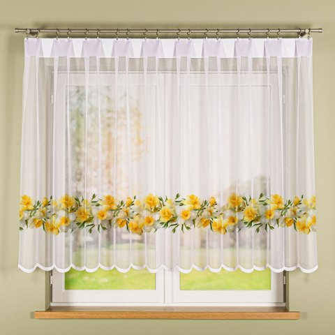 ŻONKILE Firanka żakardowa 023456, wysokość 140cm, kolor 008 żółty D00428/000/008/000140/1