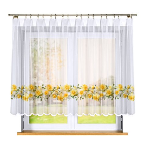 ŻONKILE Firanka żakardowa 023456, wysokość 140cm, kolor 008 żółty D00428/000/008/000140/1