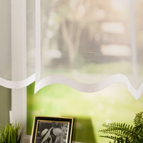 ELZA Firanka żakardowa gotowa na prosto, szerokość 250 x wysokość 140cm, kolor 001 biały 023456/FBP/001/250140/1