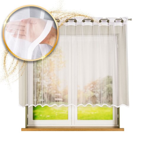 ELZA Firanka żakardowa gotowa na prosto, szerokość 250 x wysokość 140cm, kolor 001 biały 023456/FBP/001/250140/1