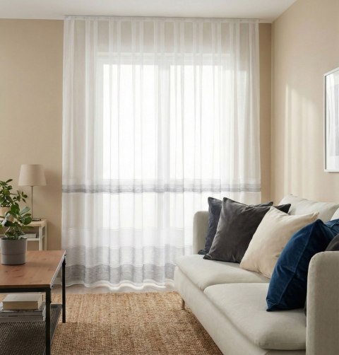 Firanka fantazyjna z ołowianką, wysokość 300cm, kolor 004 jasny szary 001834/OLO/004/000300/1