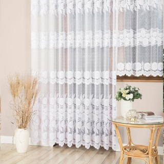 Firanka żakardowa ze wzorem pasowym, wysokość 250cm, kolor 001 biały 049360/000/001/000250/1