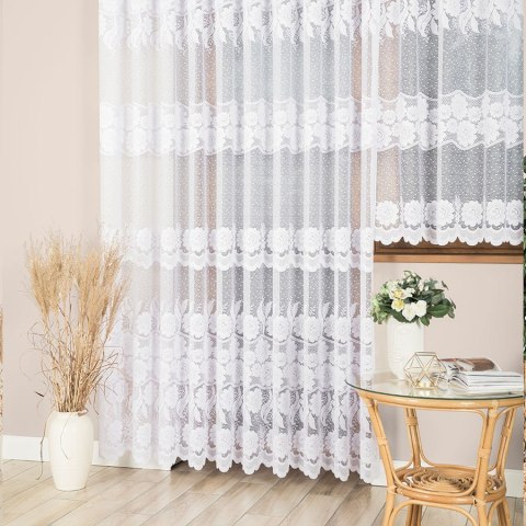 Firanka żakardowa ze wzorem pasowym, wysokość 250cm, kolor 001 biały 049360/000/001/000250/1