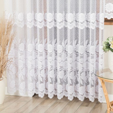 Firanka żakardowa ze wzorem pasowym, wysokość 250cm, kolor 001 biały 049360/000/001/000250/1