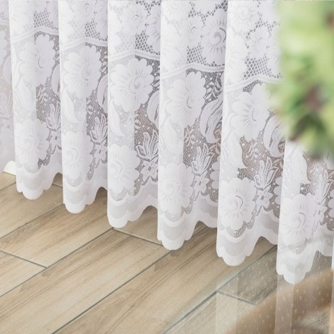 Firanka żakardowa ze wzorem pasowym, wysokość 250cm, kolor 001 biały 049360/000/001/000250/1