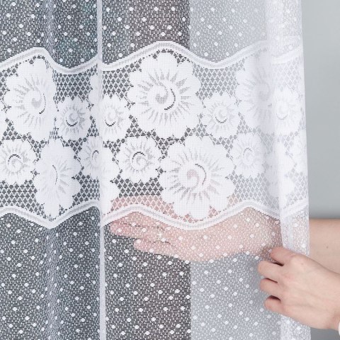 Firanka żakardowa ze wzorem pasowym, wysokość 250cm, kolor 001 biały 049360/000/001/000250/1