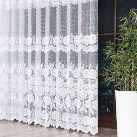 Firanka żakardowa ze wzorem pasowym, wysokość 250cm, kolor 001 biały 049360/000/001/000250/1