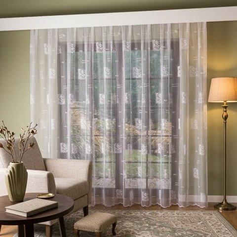 Firanka żakardowa ze wzorem po całości, wysokość 250cm, kolor 001 biały 626928/000/001/000250/1