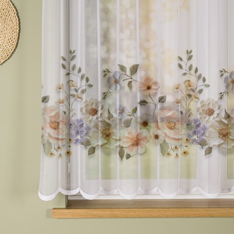 KWIATY Z EFEKTEM WYSZYWANIA Firanka żakardowa 023456, wysokość 160cm, kolor 001 biały D00178/000/001/000160/1