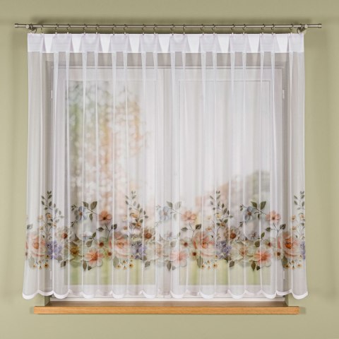 KWIATY Z EFEKTEM WYSZYWANIA Firanka żakardowa 023456, wysokość 160cm, kolor 001 biały D00178/000/001/000160/1