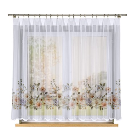 KWIATY Z EFEKTEM WYSZYWANIA Firanka żakardowa 023456, wysokość 160cm, kolor 001 biały D00178/000/001/000160/1