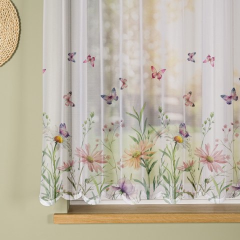 ŁĄKA Z MOTYLAMI Firanka żakardowa 023456, wysokość 160cm, kolor 009 wielokolorowy D00431/000/009/000160/1